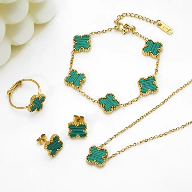 Klee Sieradenset – Complete Set met Ketting, Armband, Oorbellen & Ring