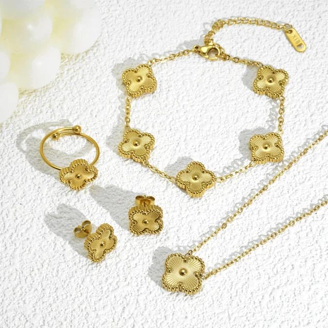 Klee Sieradenset – Complete Set met Ketting, Armband, Oorbellen & Ring