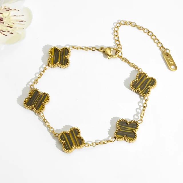 Klaverblad Armband – Dubbelzijdige Roestvrijstalen Elegantie