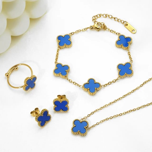 Klee Sieradenset – Complete Set met Ketting, Armband, Oorbellen & Ring