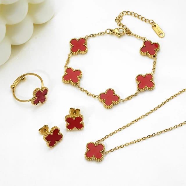 Klee Sieradenset – Complete Set met Ketting, Armband, Oorbellen & Ring