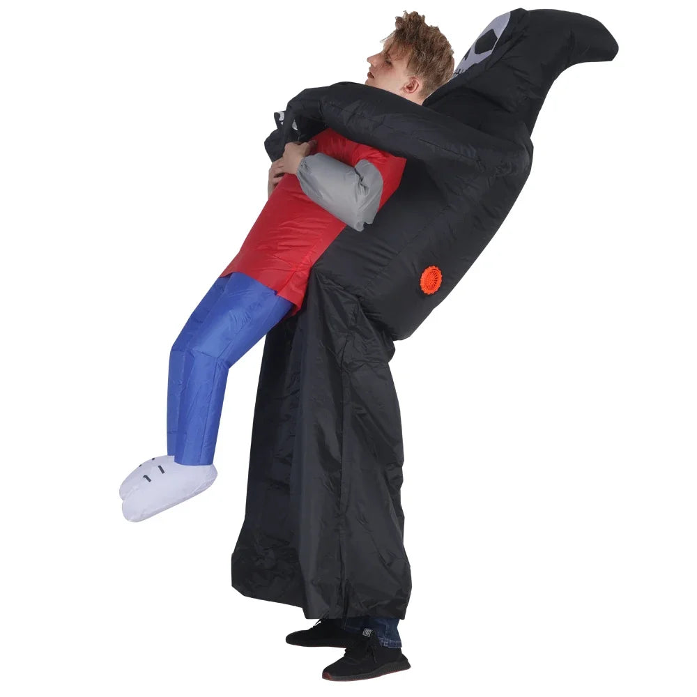 PhantomWear – Opblaasbaar Kostuum met Zwarte Robe en Spookmasker