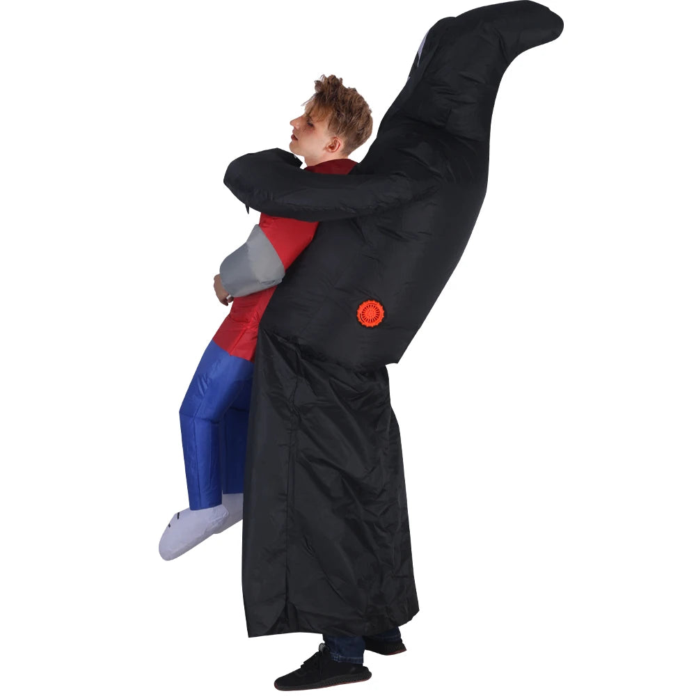 PhantomWear – Opblaasbaar Kostuum met Zwarte Robe en Spookmasker