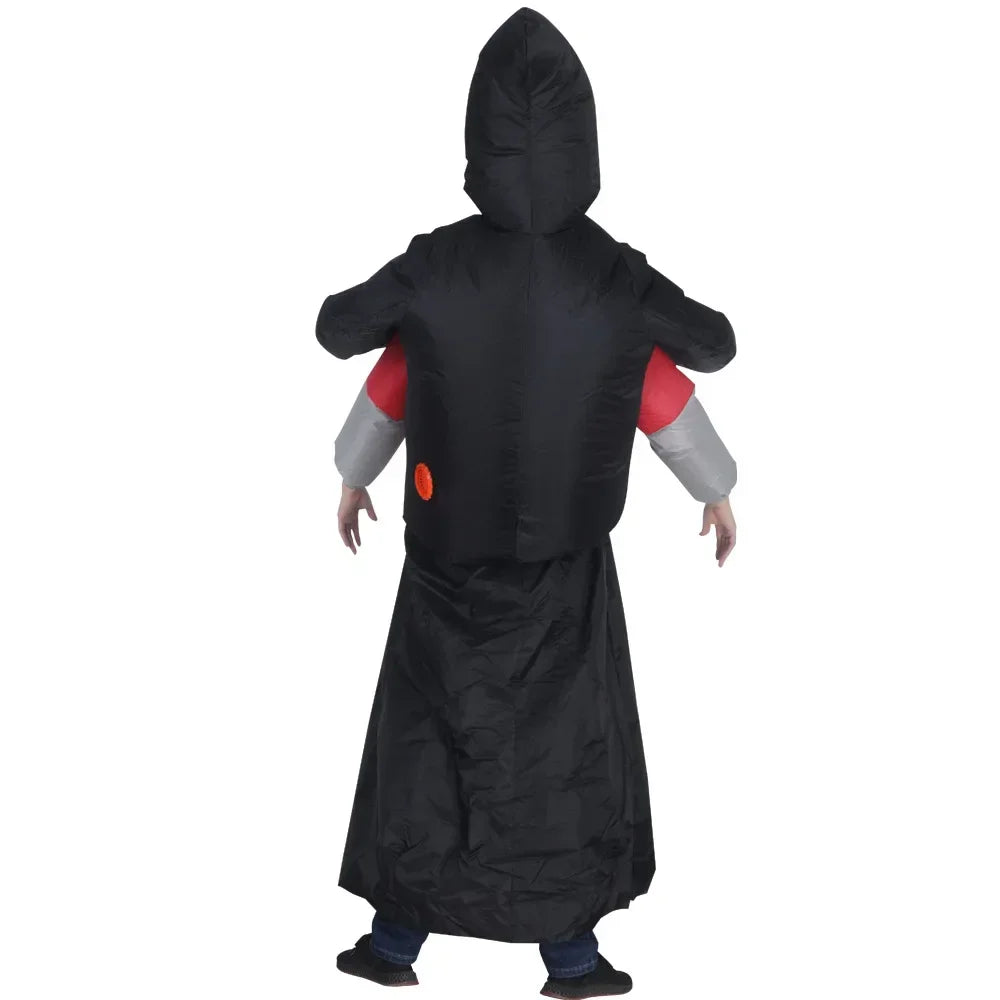 PhantomWear – Opblaasbaar Kostuum met Zwarte Robe en Spookmasker