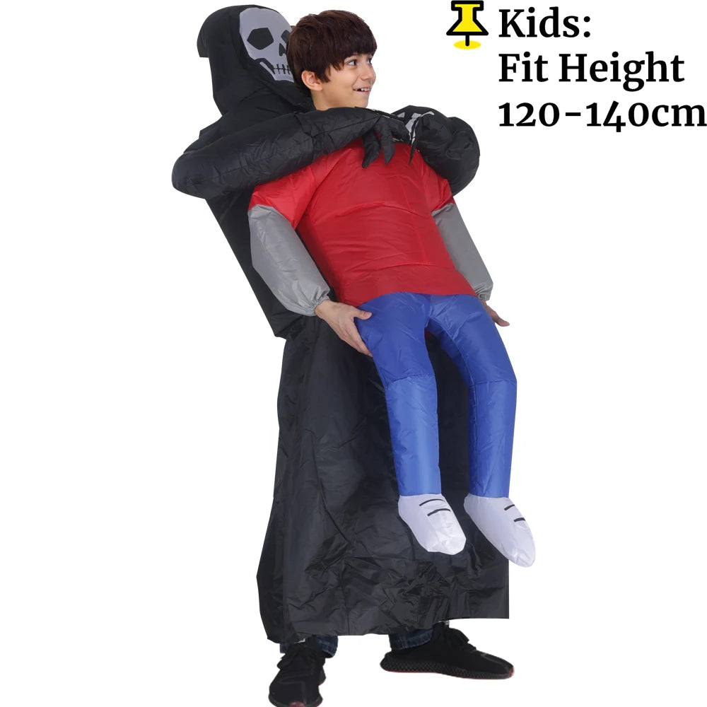 PhantomWear – Opblaasbaar Kostuum met Zwarte Robe en Spookmasker
