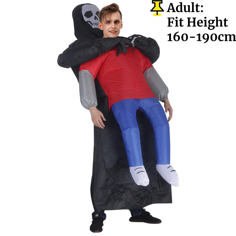 PhantomWear – Opblaasbaar Kostuum met Zwarte Robe en Spookmasker