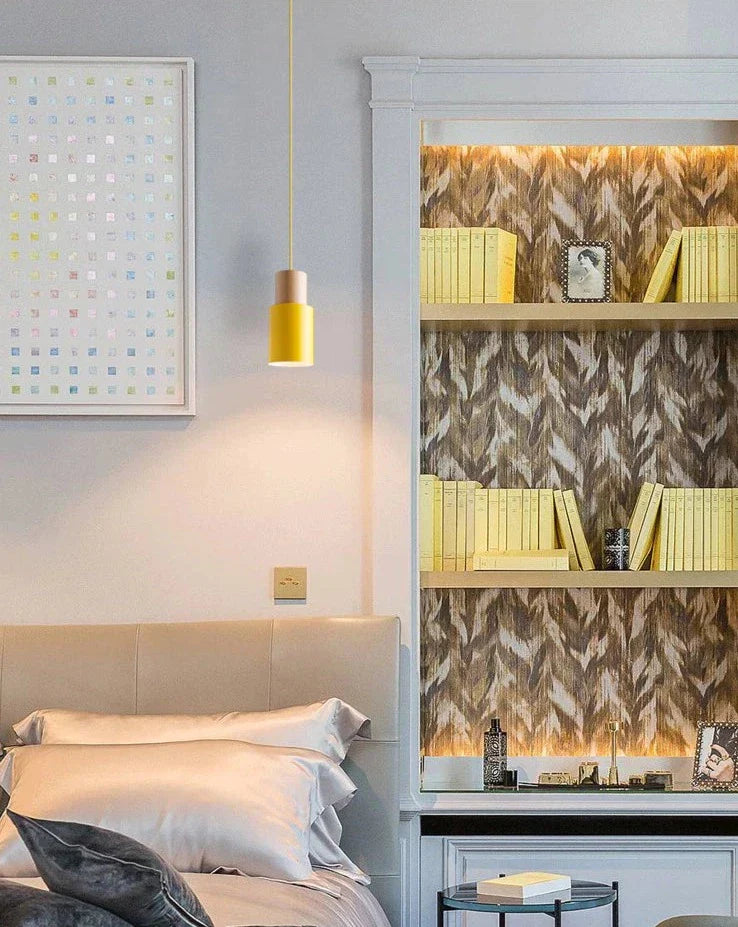 Zylora – Cylinder Pendant Lamp of Wood & Metal, modern & adjustable