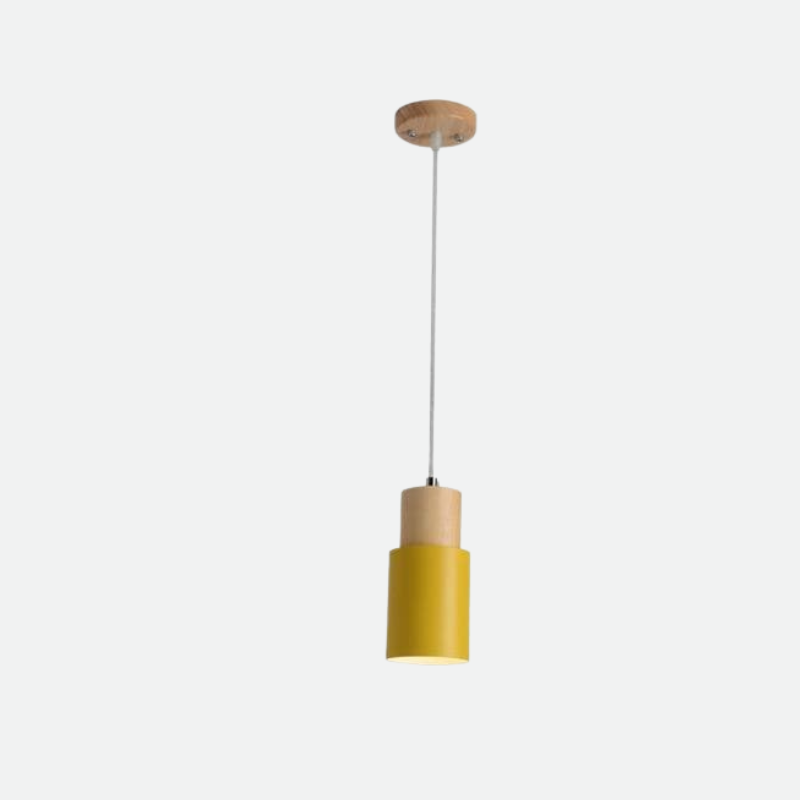 Zylora – Cylinder Pendant Lamp of Wood & Metal, modern & adjustable