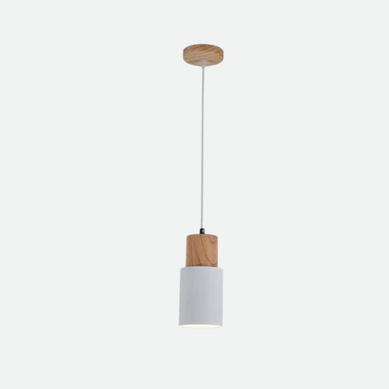 Zylora – Cylinder Pendant Lamp of Wood & Metal, modern & adjustable