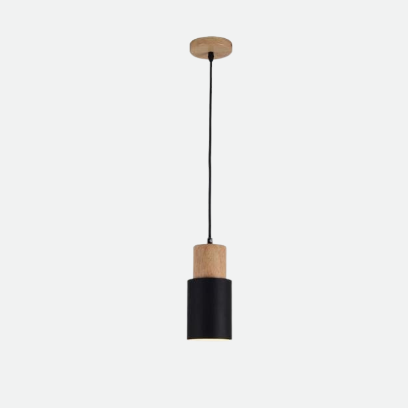 Zylora – Cylinder Pendant Lamp of Wood & Metal, modern & adjustable
