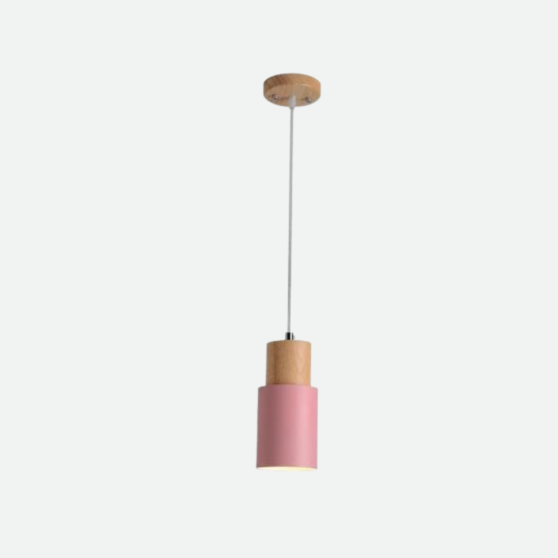 Zylora – Cylinder Pendant Lamp of Wood & Metal, modern & adjustable