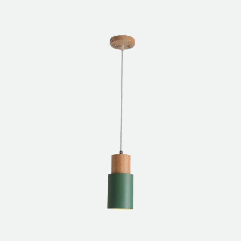 Zylora – Cylinder Pendant Lamp of Wood & Metal, modern & adjustable