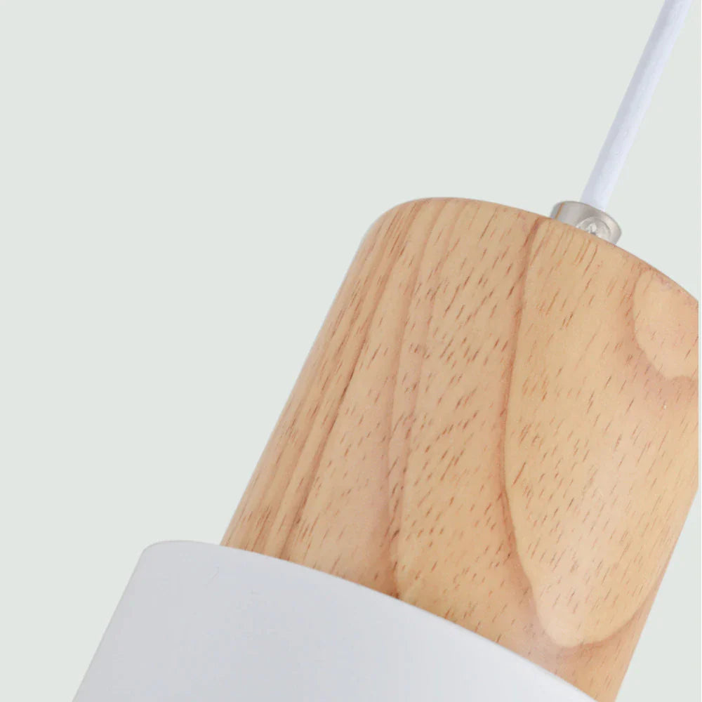 Zylora – Cylinder Pendant Lamp of Wood & Metal, modern & adjustable