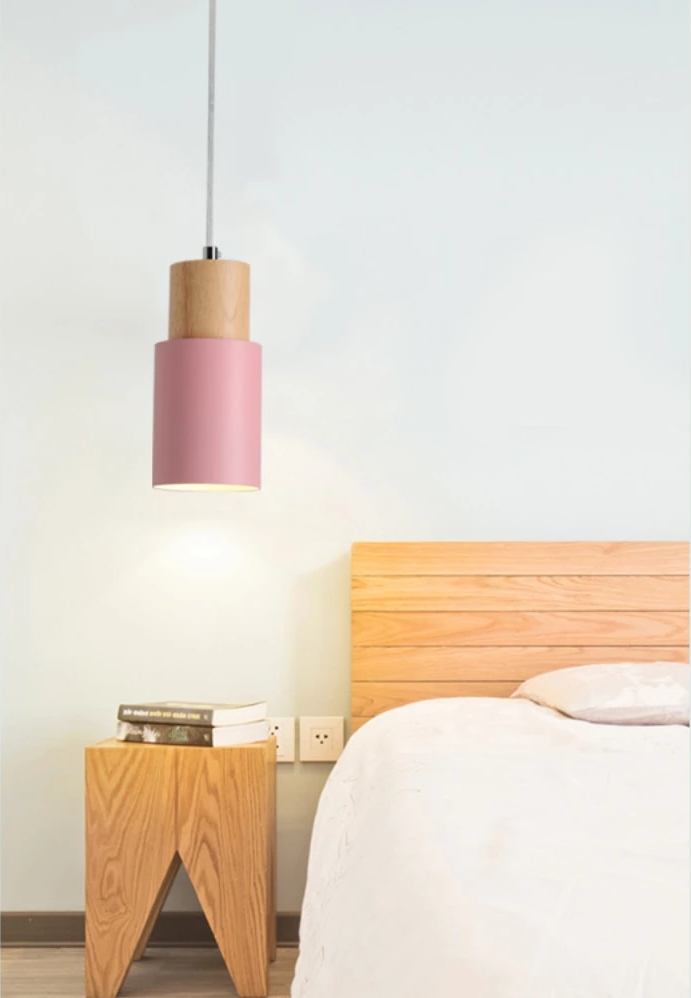 Zylora – Cylinder Pendant Lamp of Wood & Metal, modern & adjustable