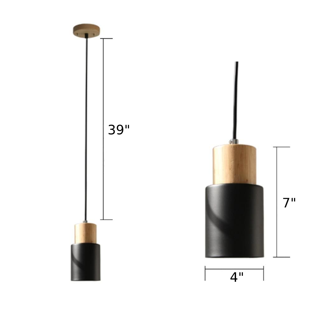 Zylora – Cylinder Pendant Lamp of Wood & Metal, modern & adjustable