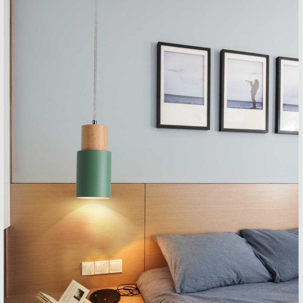 Zylora – Cylinder Pendant Lamp of Wood & Metal, modern & adjustable