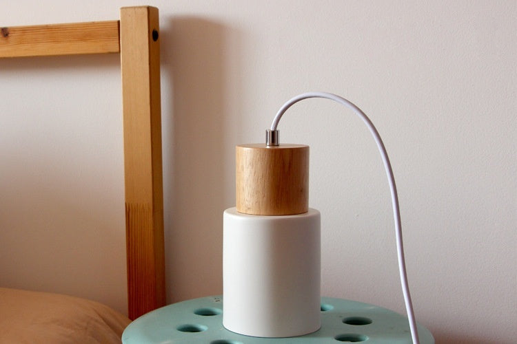 Zylora – Cylinder Pendant Lamp of Wood & Metal, modern & adjustable