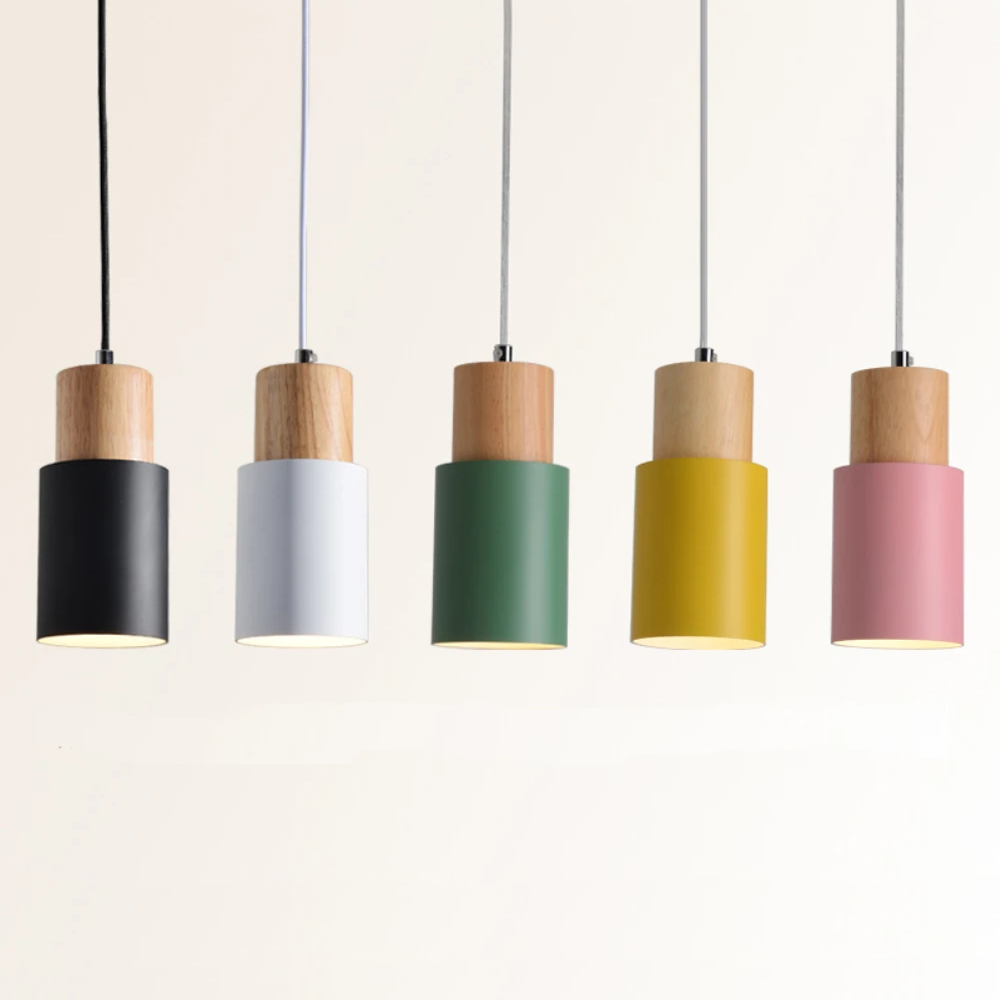 Zylora – Cylinder Pendant Lamp of Wood & Metal, modern & adjustable