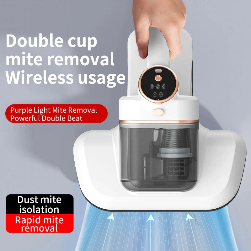 PureHome – Huisstofmijtverwijderaar met dubbele beker – Compact & drietrapsreiniging