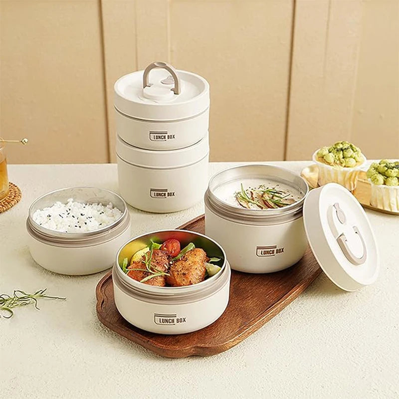 Thermolunch – Insulating lunchbox set stainless steel stackable – work & on the go
