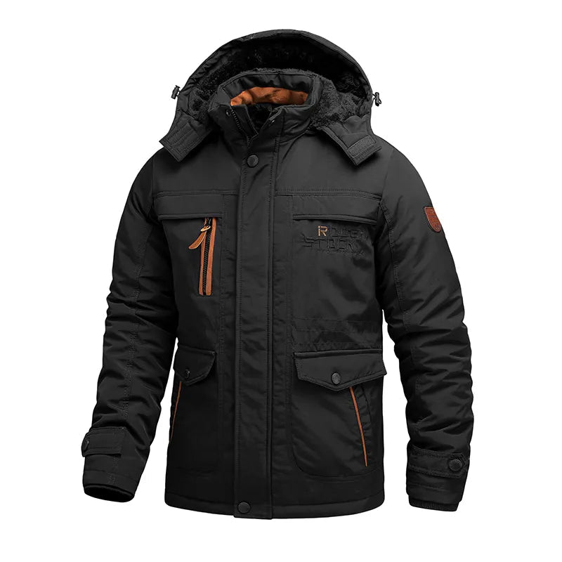 Fjorsen – Chaqueta de invierno para hombre impermeable con capucha y forro térmico