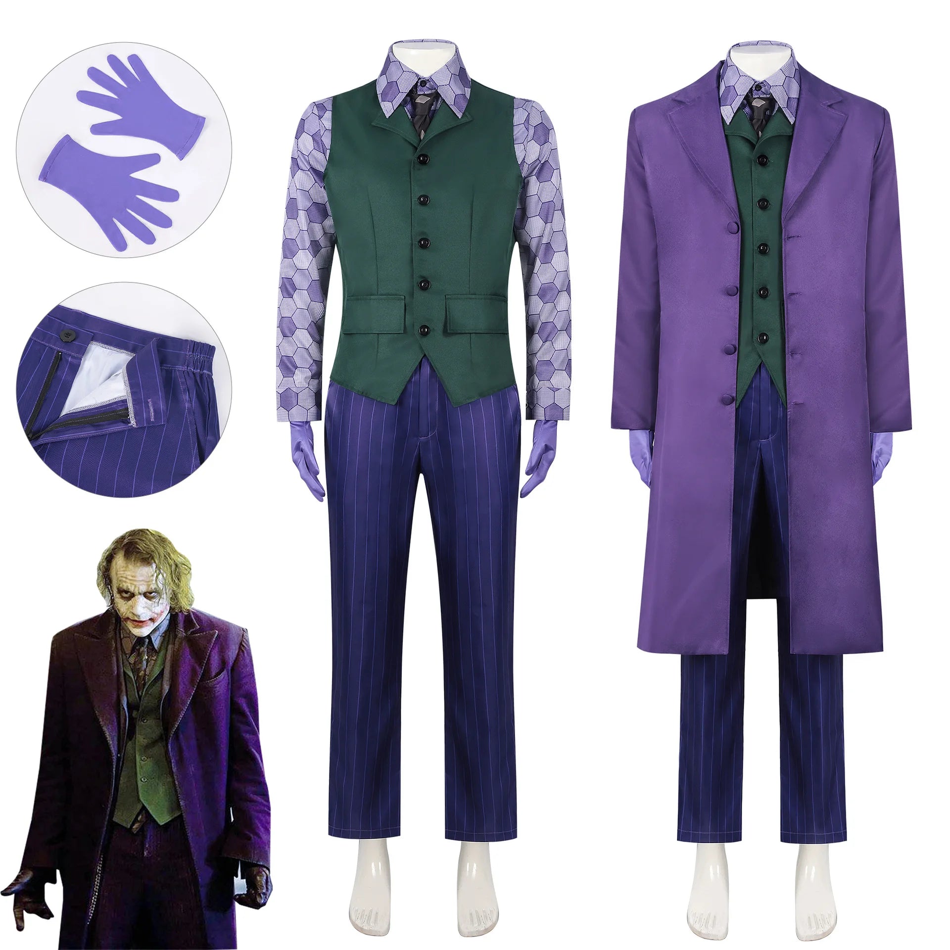 MaskeradeX – Clown Costume Adults – Complete Set with Jacket, Vest & Tie