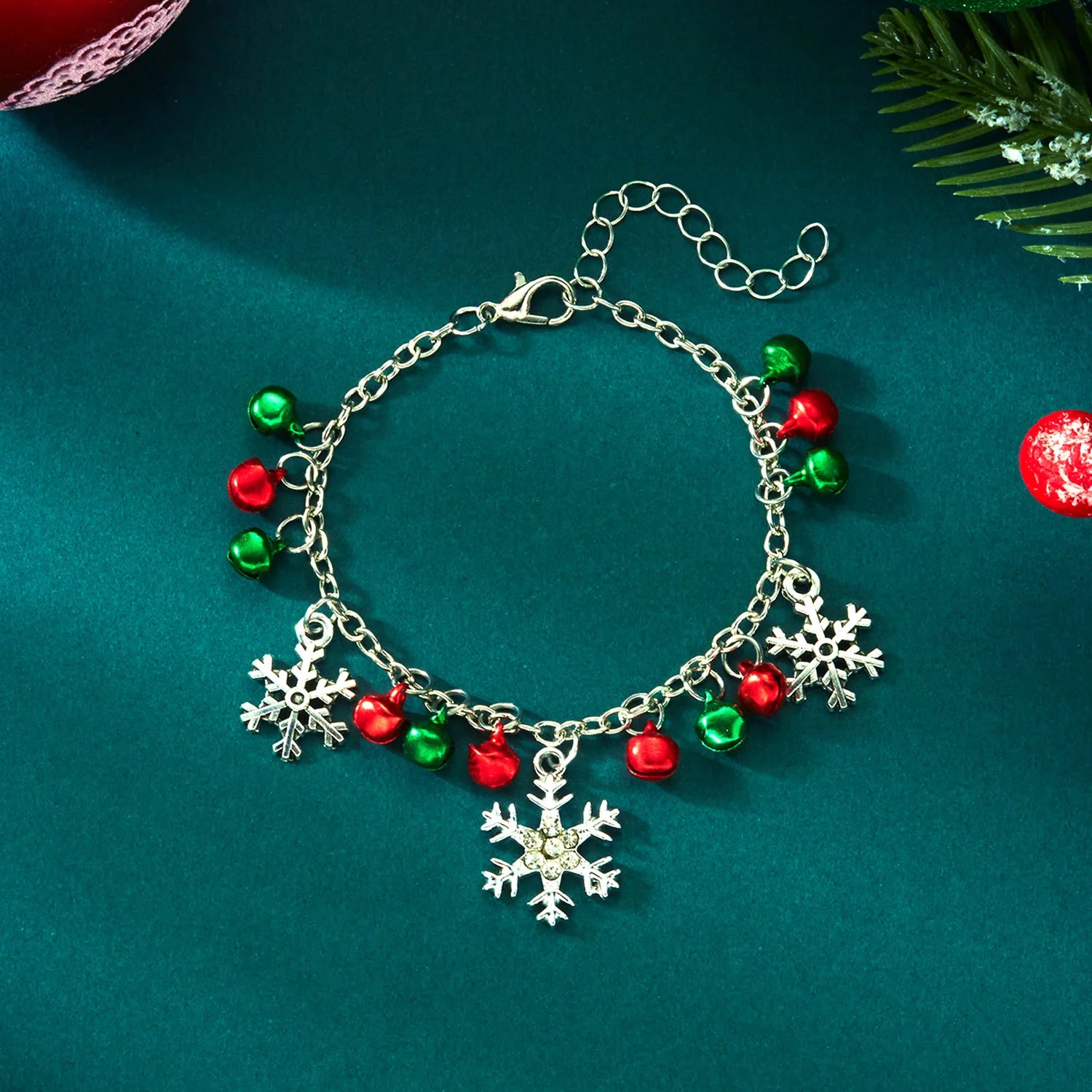 BellAurora – Christmas bracelet with Snowflake & Bell, Adjustable, Multicolor