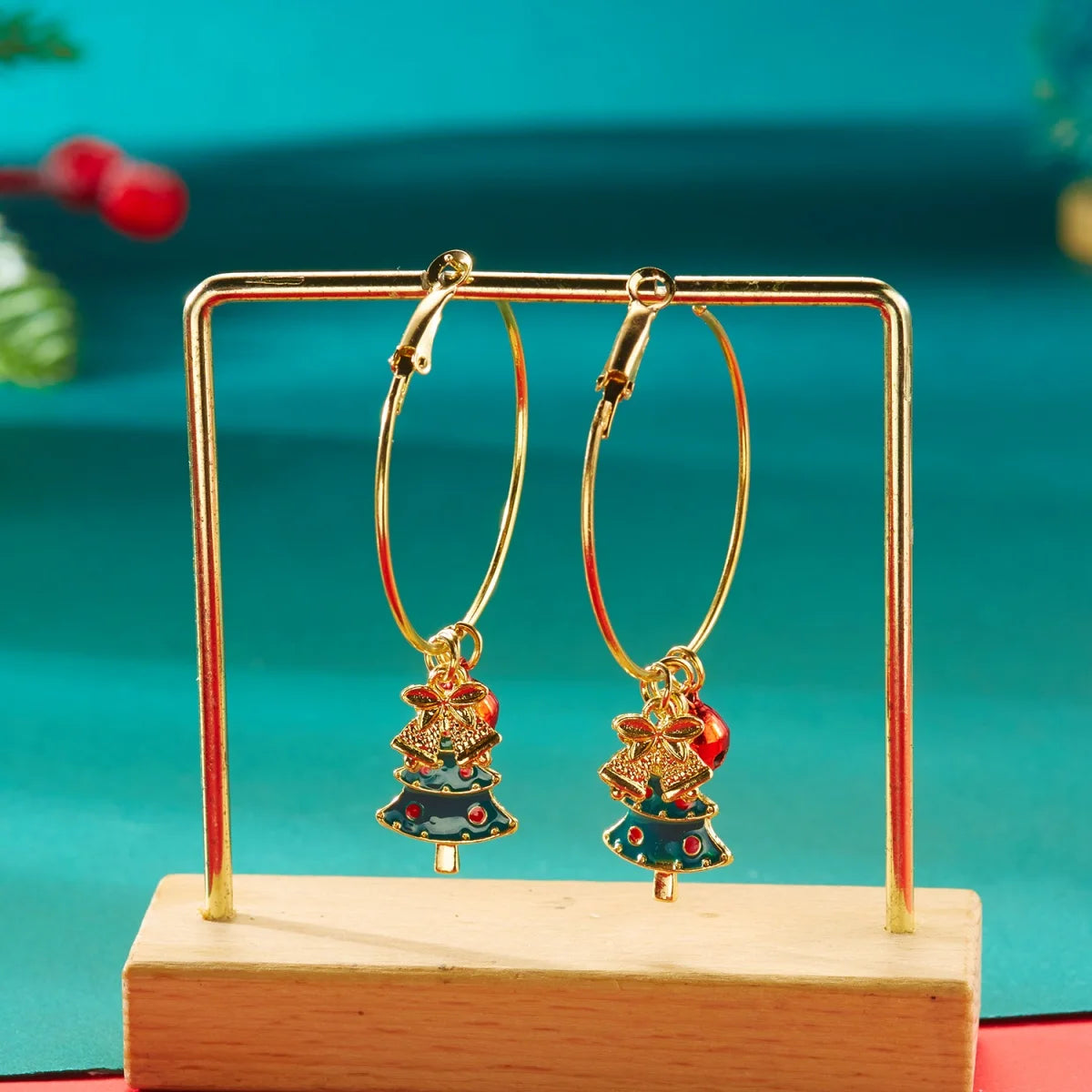 Glitzora – Christmas Earrings with Rhinestones & Christmas Tree Design