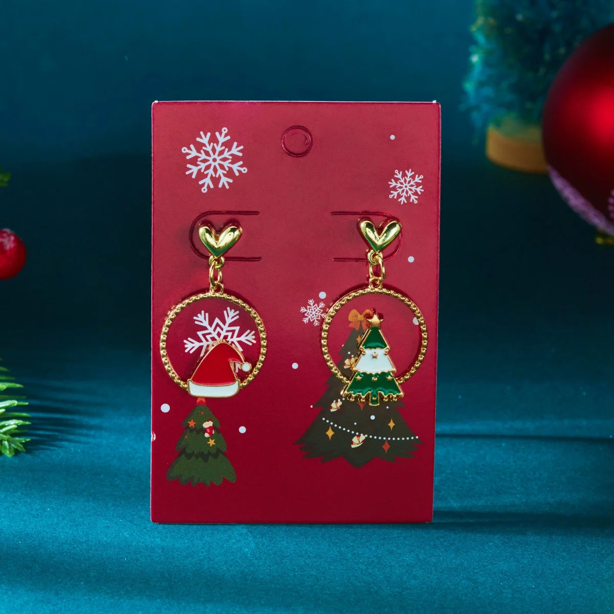 Glitzora – Christmas Earrings with Rhinestones & Christmas Tree Design