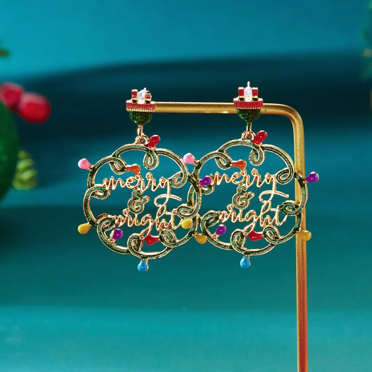 Glitzora – Christmas Earrings with Rhinestones & Christmas Tree Design