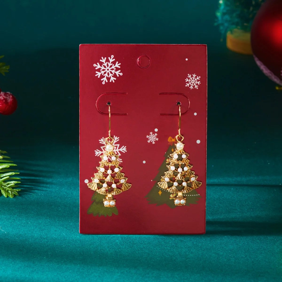 Glitzora – Christmas Earrings with Rhinestones & Christmas Tree Design