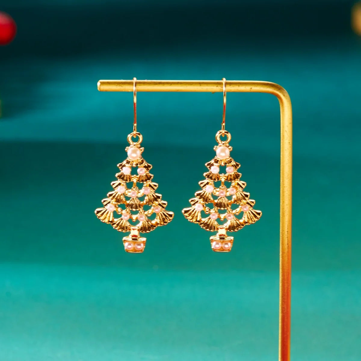 Glitzora – Christmas Earrings with Rhinestones & Christmas Tree Design