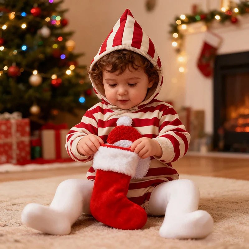 Kerst Rompertje voor Baby's met Borduurwerk en Hoed 2