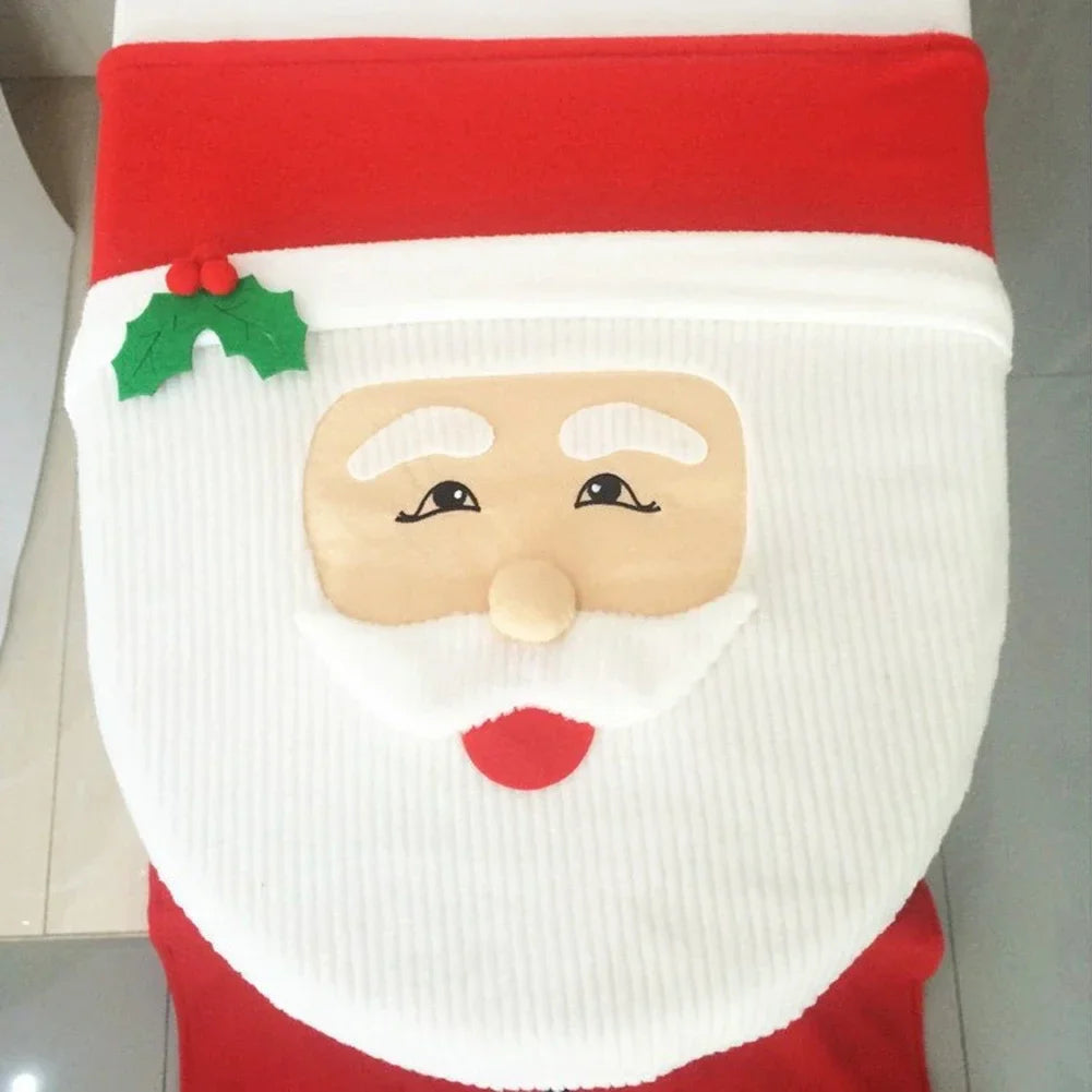 Kerst Toiletbrilhoezen set met kerstman, badmat en radiatordop 3