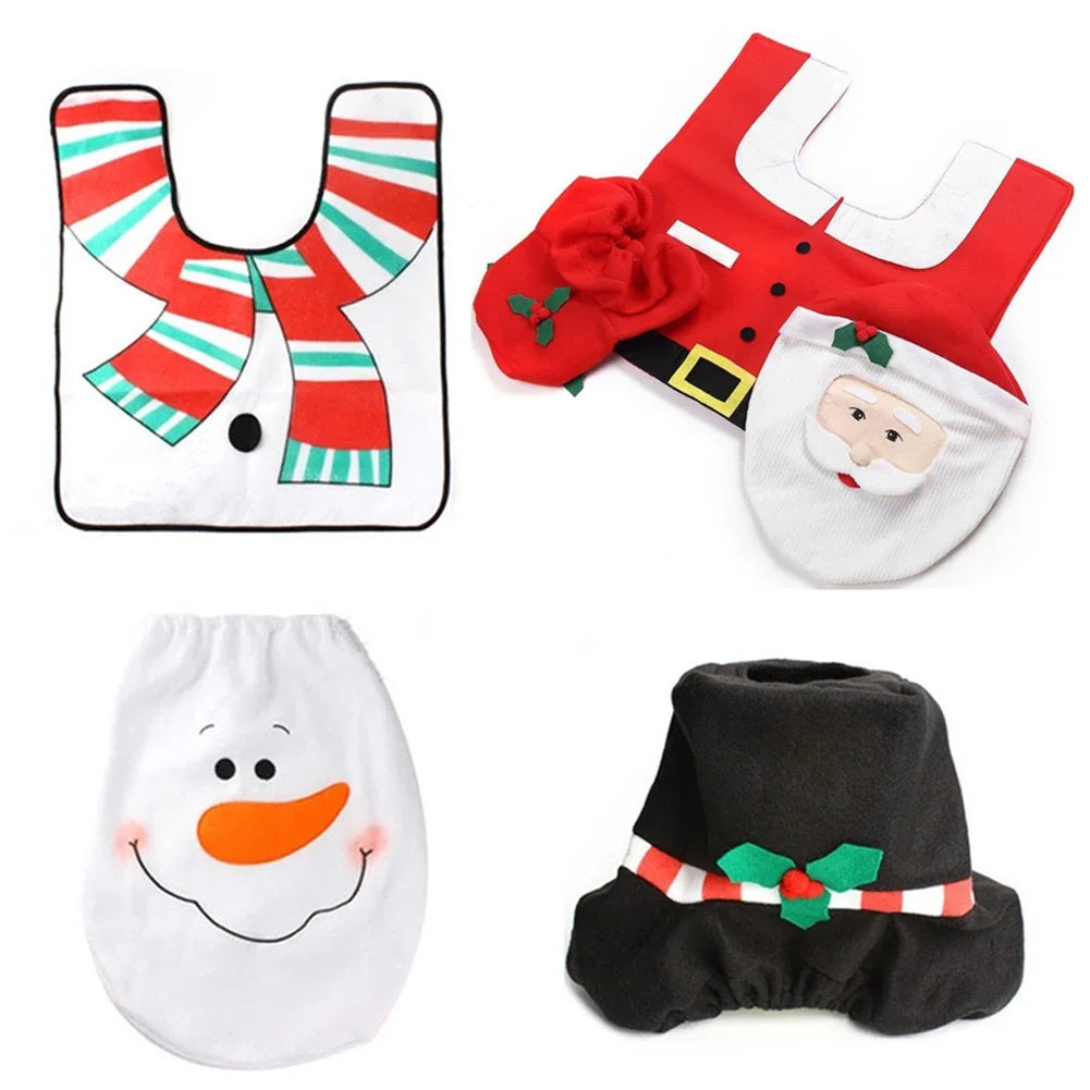 Kerst Toiletbrilhoezen set met kerstman, badmat en radiatordop 4