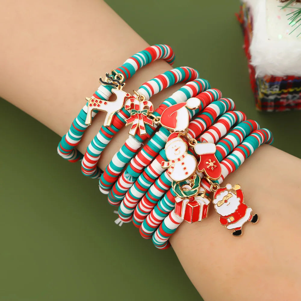 Pulseira de Nadal Flarence para mulleres con colgante de Papá Noel e floco de neve