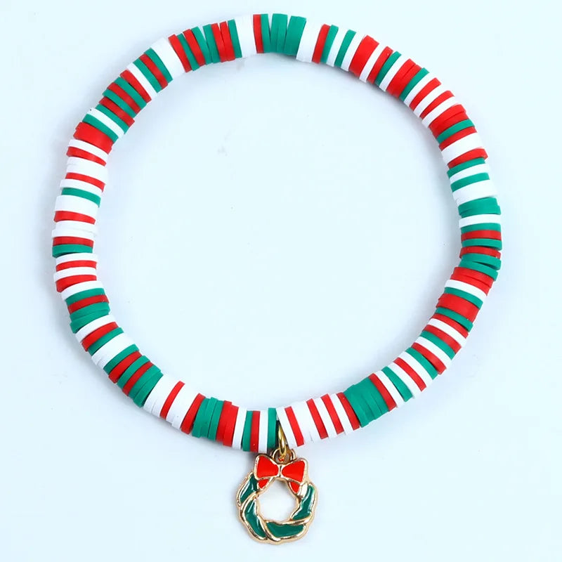 Pulseira de Nadal Flarence para mulleres con colgante de Papá Noel e floco de neve