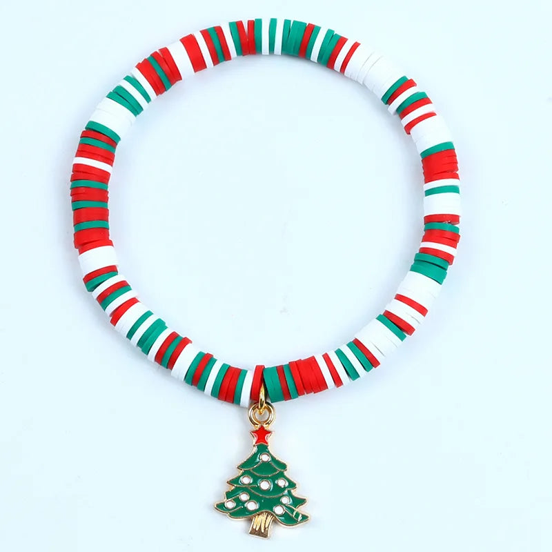 Pulseira de Nadal Flarence para mulleres con colgante de Papá Noel e floco de neve