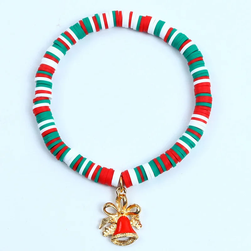 Pulseira de Nadal Flarence para mulleres con colgante de Papá Noel e floco de neve