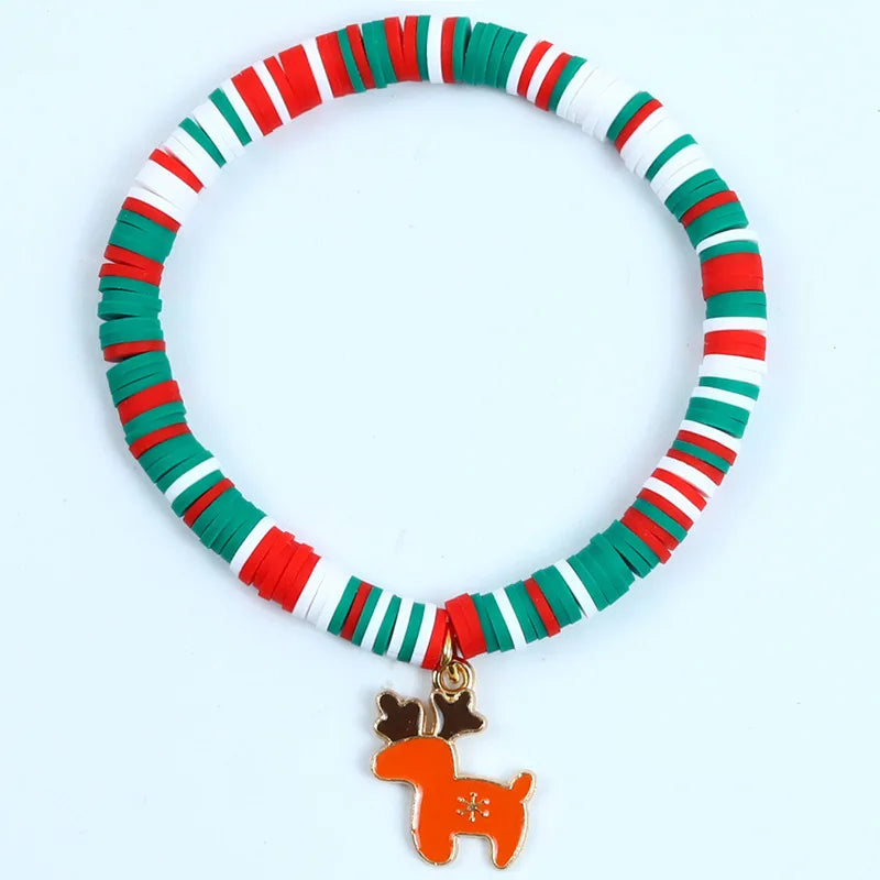 Pulseira de Nadal Flarence para mulleres con colgante de Papá Noel e floco de neve