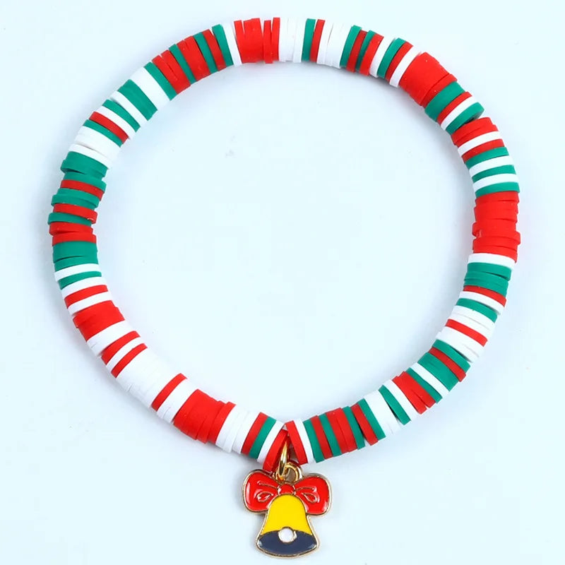 Pulseira de Nadal Flarence para mulleres con colgante de Papá Noel e floco de neve