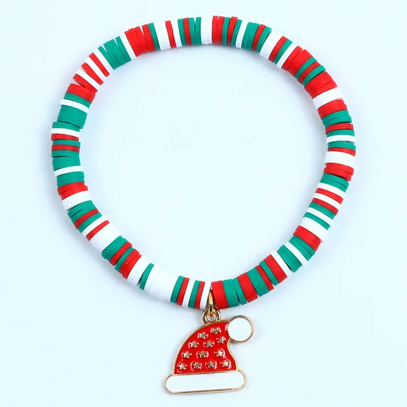 Pulseira de Nadal Flarence para mulleres con colgante de Papá Noel e floco de neve