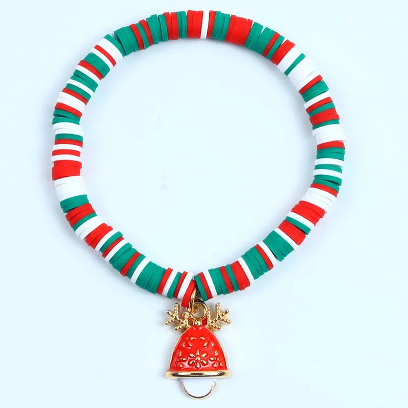 Pulseira de Nadal Flarence para mulleres con colgante de Papá Noel e floco de neve