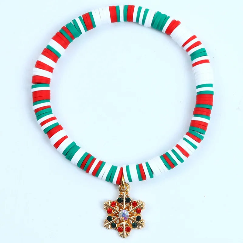 Pulseira de Nadal Flarence para mulleres con colgante de Papá Noel e floco de neve