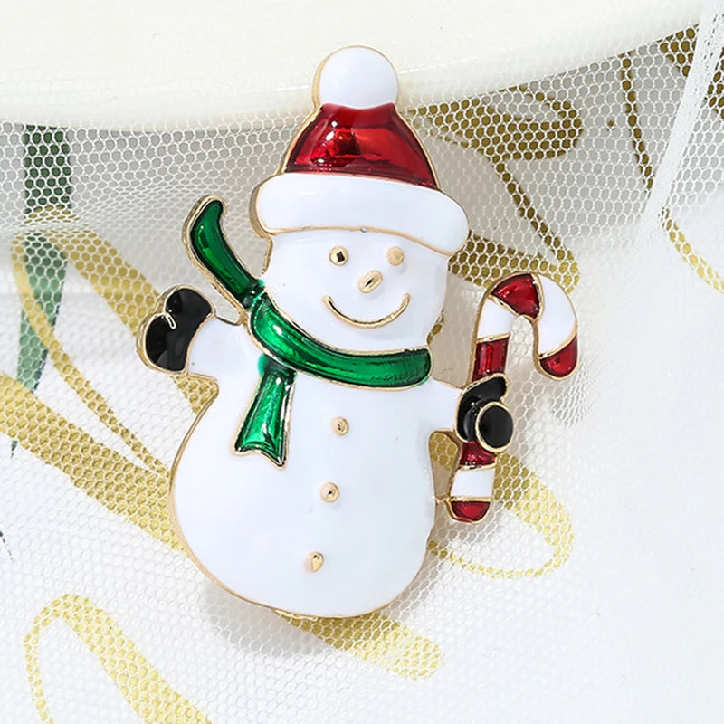 Broche de Navidad con muñeco de nieve y Papá Noel para decoración festiva