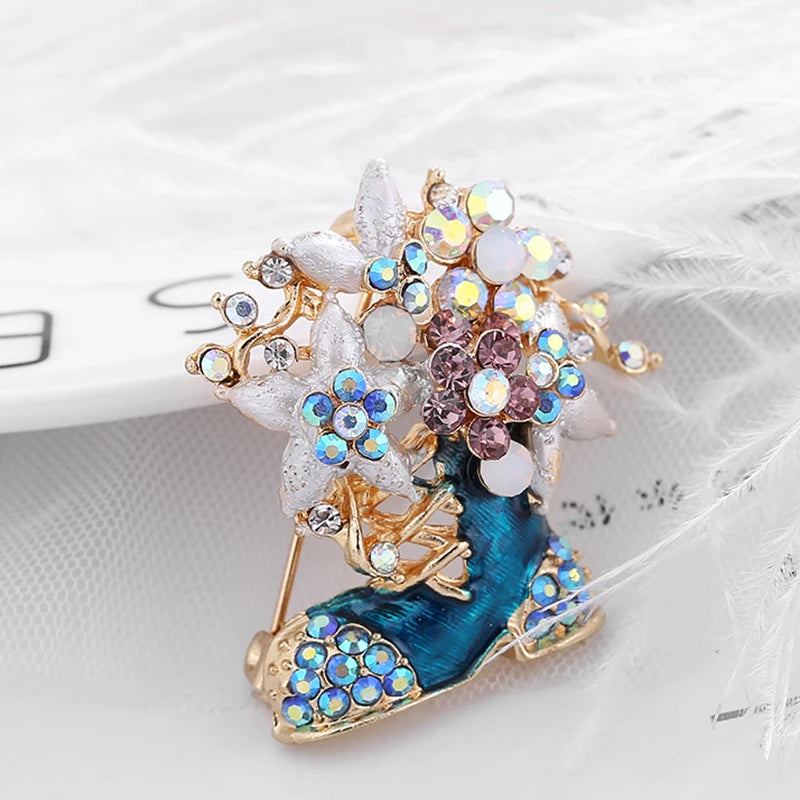 Broche de Navidad con muñeco de nieve y Papá Noel para decoración festiva