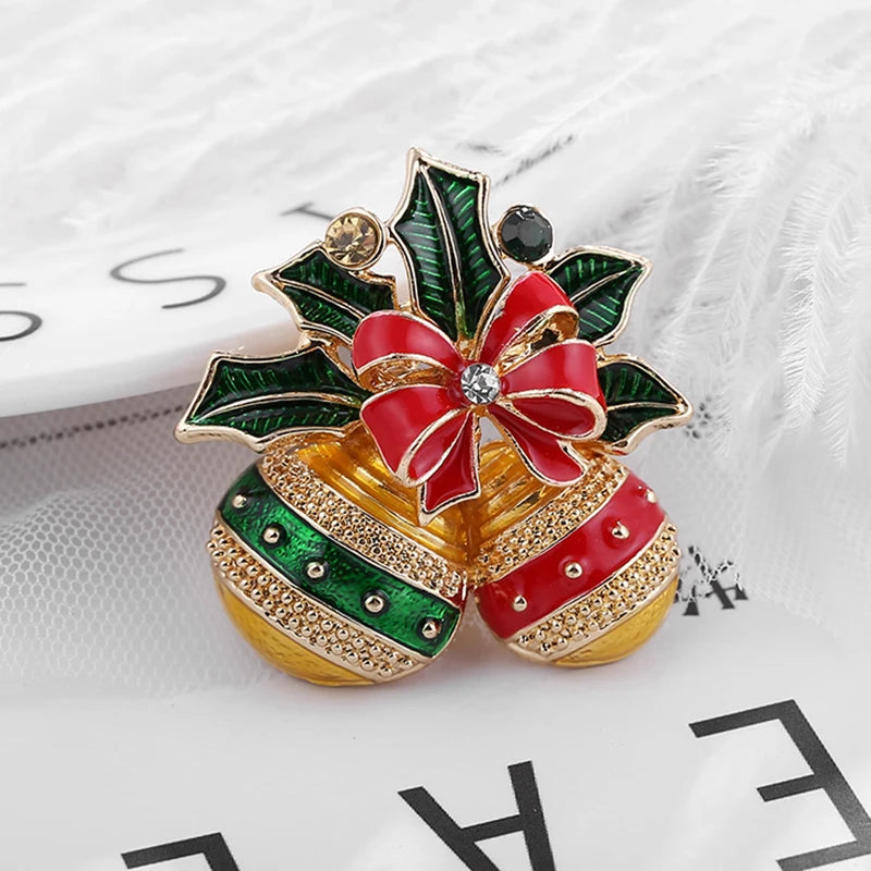 Broche de Navidad con muñeco de nieve y Papá Noel para decoración festiva