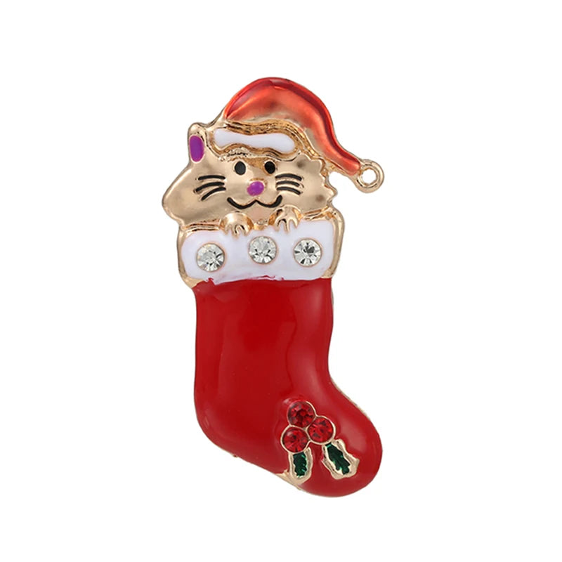 Broche de Navidad con muñeco de nieve y Papá Noel para decoración festiva
