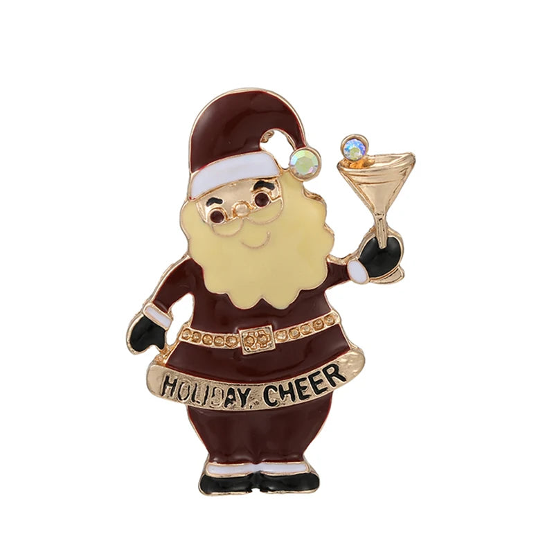 Broche de Navidad con muñeco de nieve y Papá Noel para decoración festiva