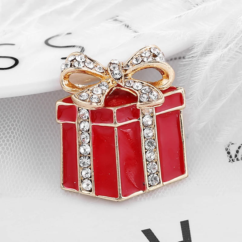 Broche de Navidad con muñeco de nieve y Papá Noel para decoración festiva